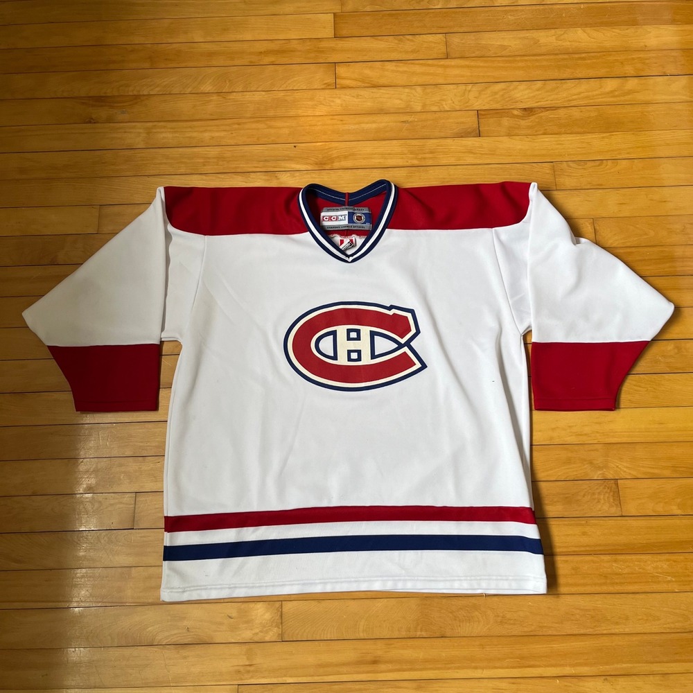 CCM Montreal Canadiens NHL Hockey Jersey Mens XL White Red Blue Made in Canada